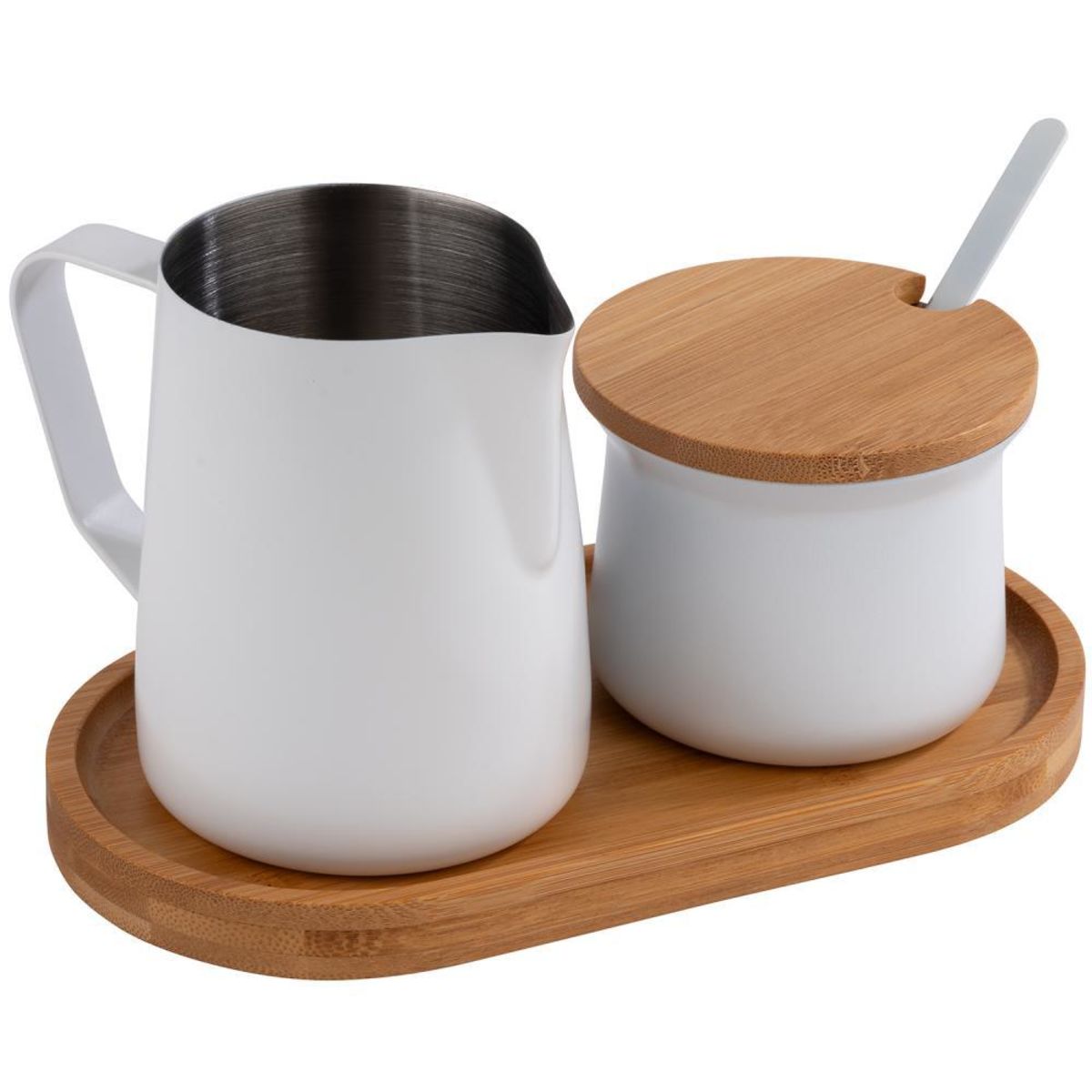 APS Milch- und Zucker-Set -MILURO-; 19x10x10 cm (LxBxH); weiß/braun
