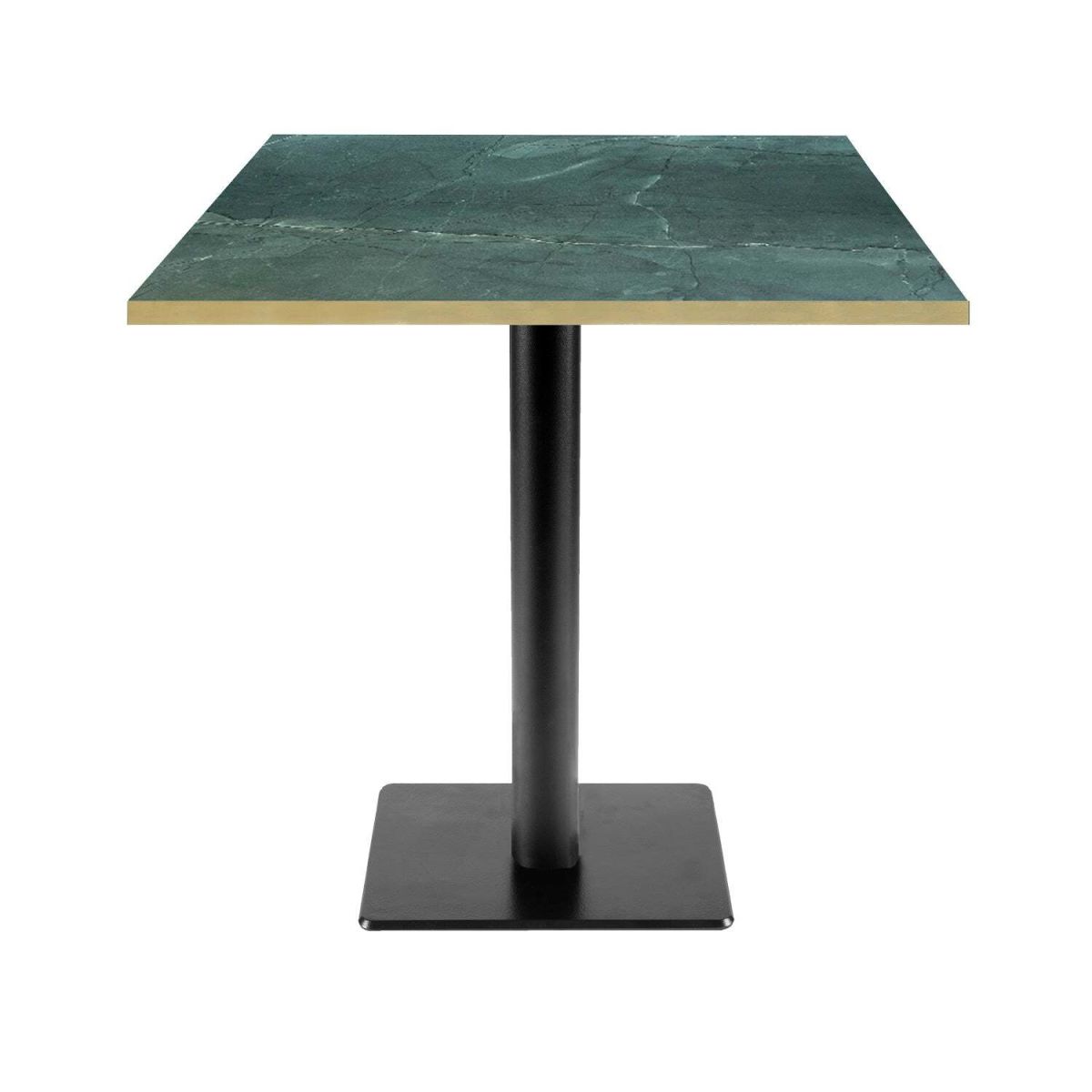 Tavolo Milano-T quadrato - laminato pietra RestooTab; 70x70x75 cm (LxLxH); verde scuro/marmorizzato/ottone; quadrata