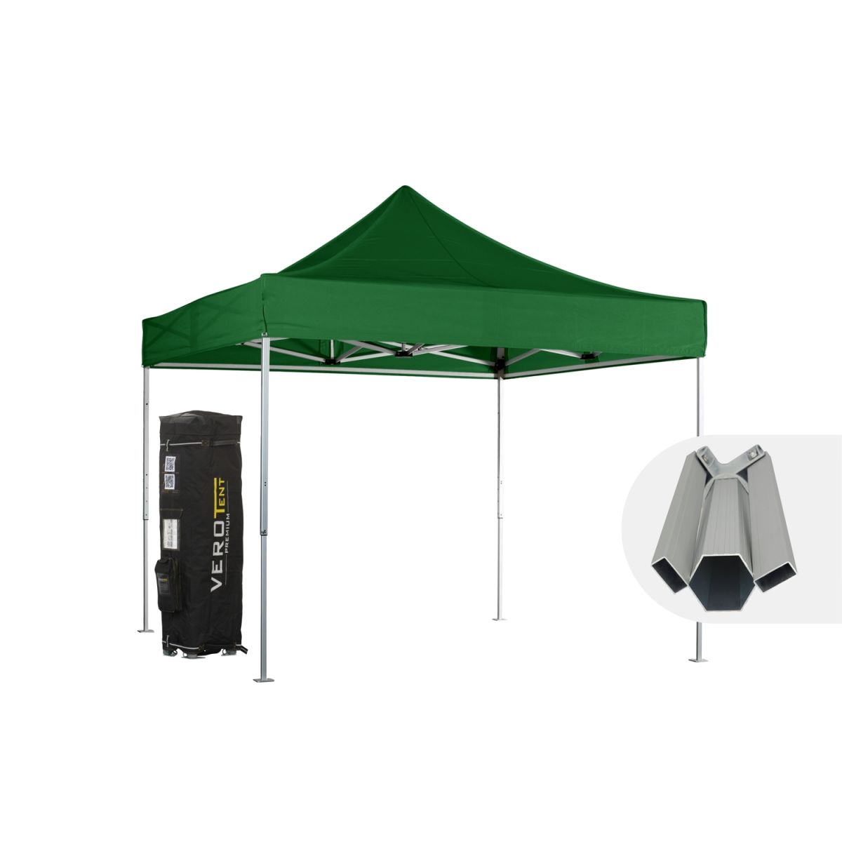 VeroTENT VeroTENT Faltpavillon 3x3m Budget50 mit Dach 300x300x330 cm (LxBxH); grün