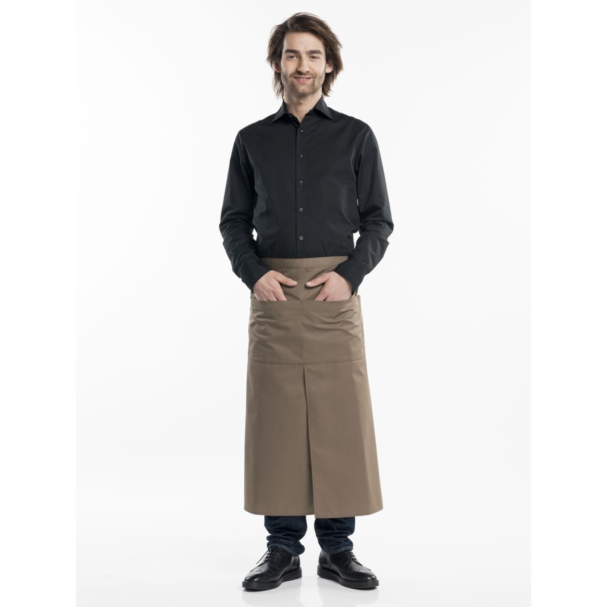 Chaud Devant Bistroschürze 4–Pockets Taupe W90 – L80 80x90 cm (LxB); taupe
