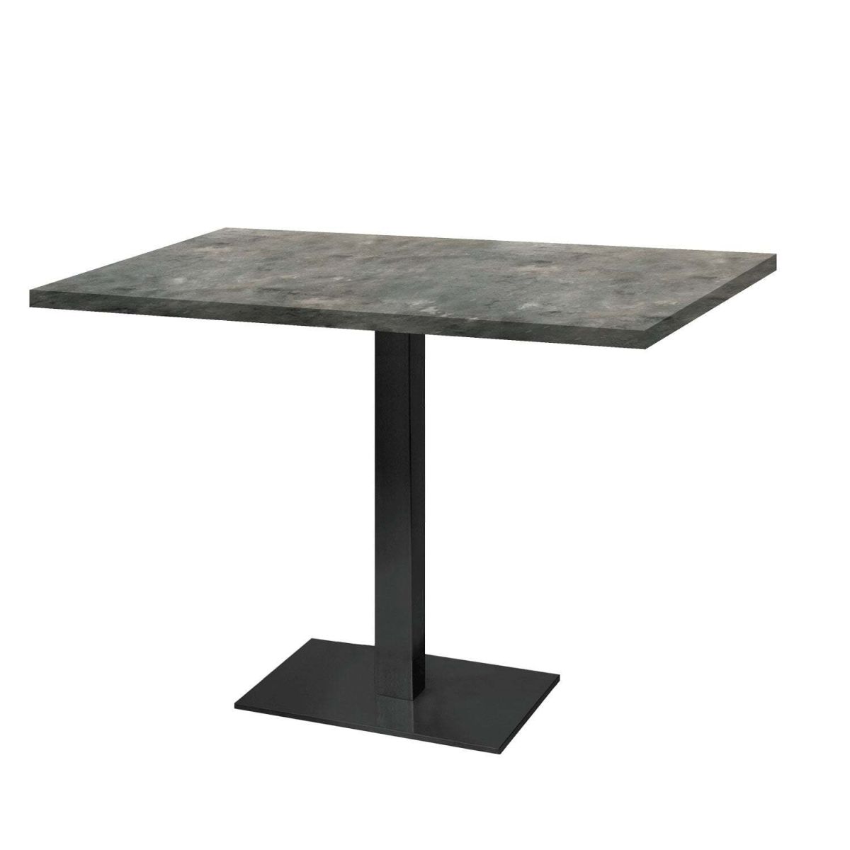RestooTab Tisch Milan rechteckig - Dekor Stein & Holz 120x70x75 cm (LxBxH); Platte graublau, Gestell schwarz; rechteckig