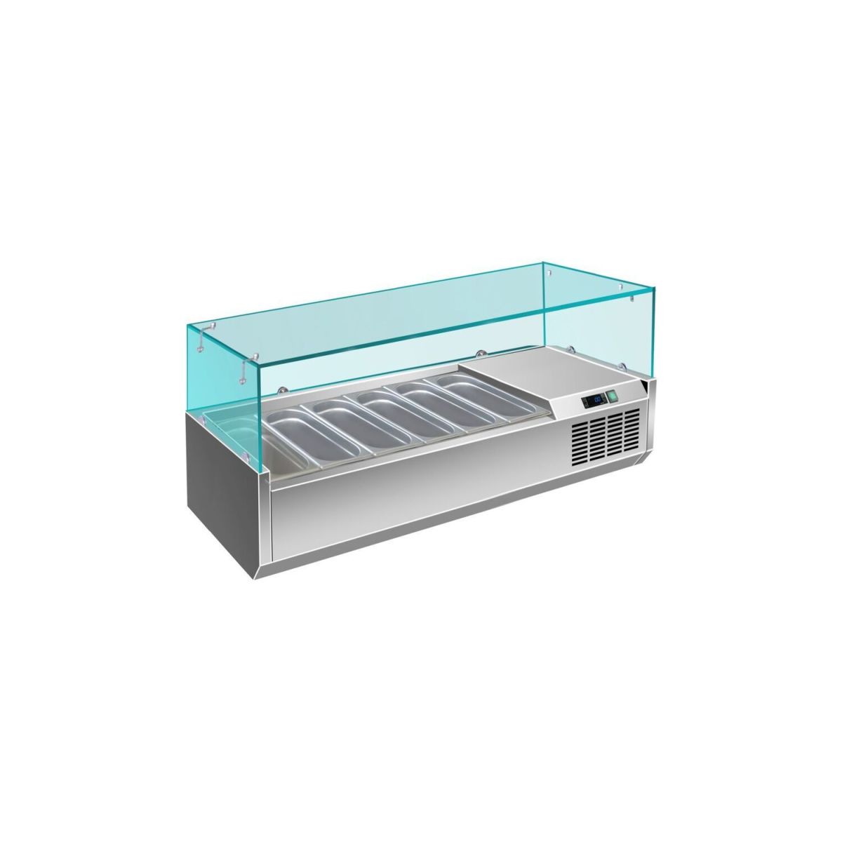 A&S Polarny Pizzakühlaufsatz mit Glasaufsatz 6x 1/3 GN 1400x335x460 mm 49800 ml, 140x46x39.5 cm (BxHxT); edelstahl