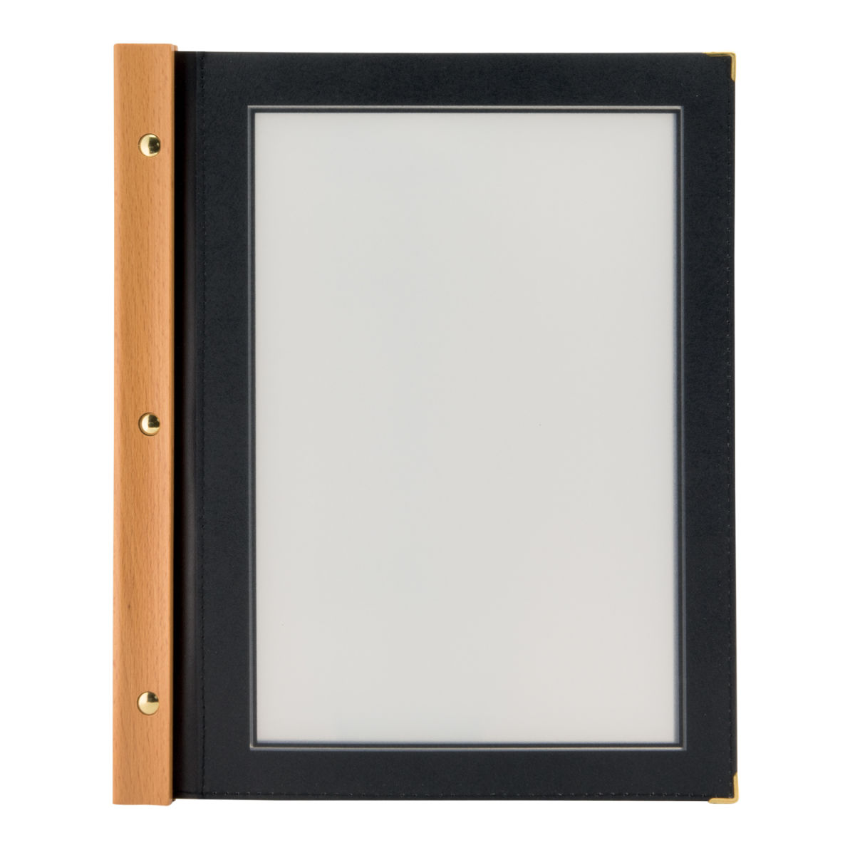 Cartella Menu A4 Wood - Blu - 4 facciate Securit; 26x32 cm (LxH); nero