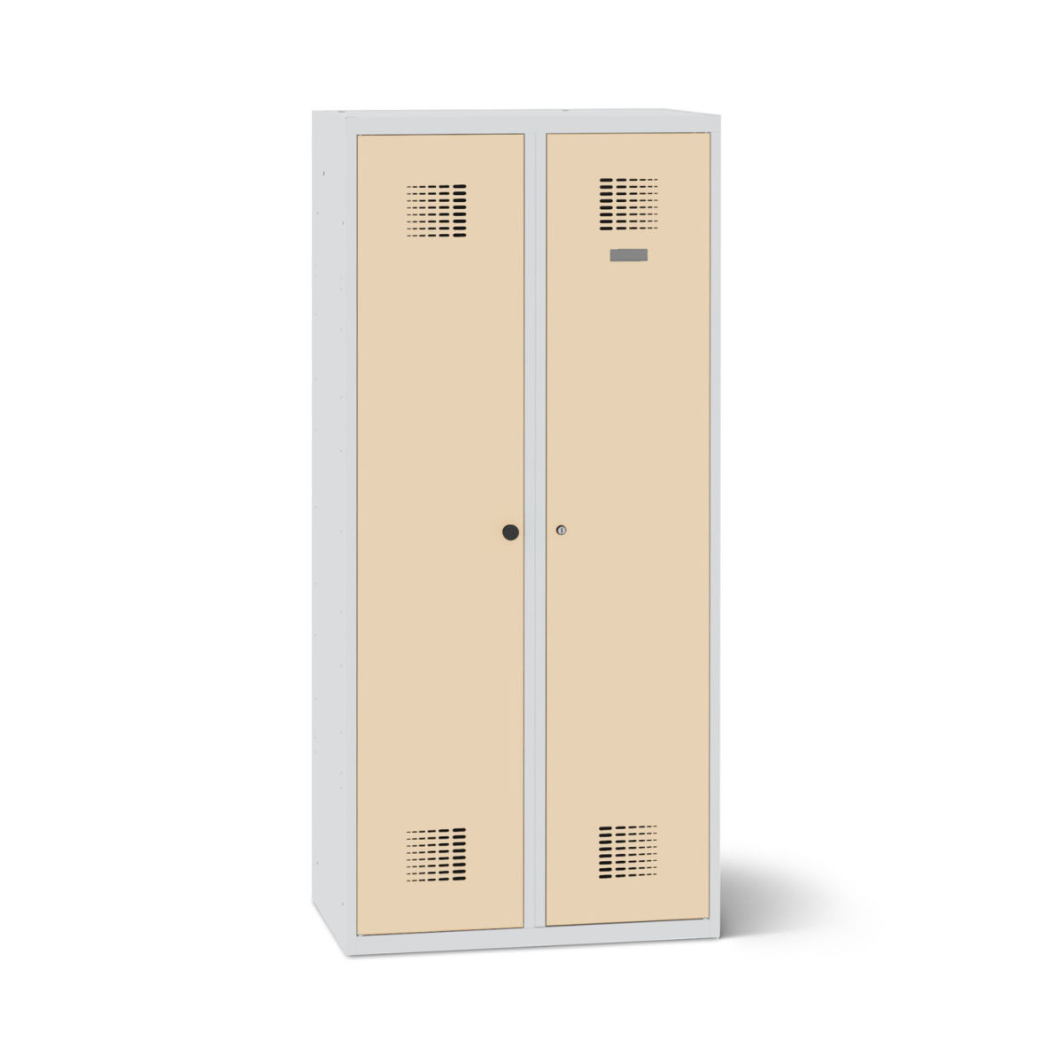 rotstahl Doppelspind mit lichtgrauem Korpus 60x50x180 cm (BxTxH); elfenbein