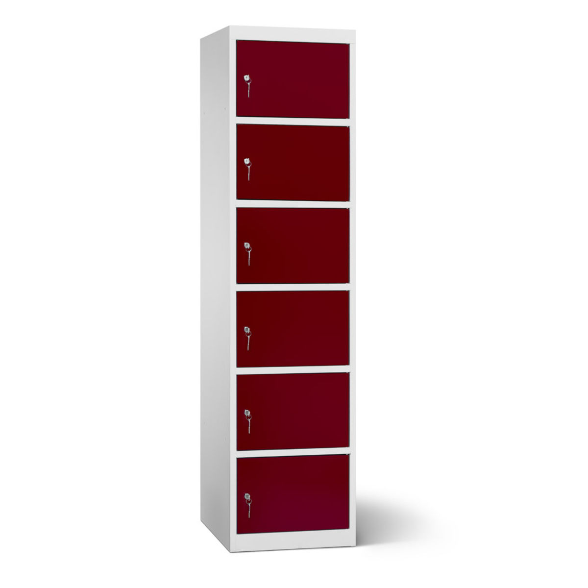 rotstahl Akku-Ladeschrank 6 Fächer mit lichtgrauem Korpus 45x180 cm (BxH); bordeaux