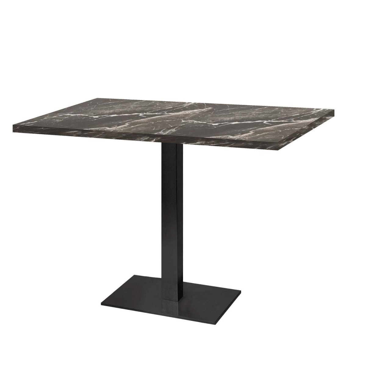 RestooTab Tisch Milan rechteckig - Dekor Stein & Holz 120x70x75 cm (LxBxH); Platte schwarz/braun/marmoriert, Gestell schwarz; rechteckig