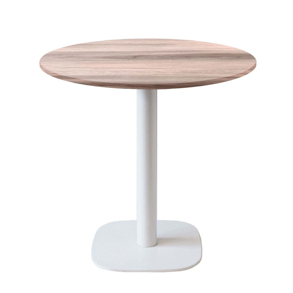 RestooTab Tisch Round rund Gestell weiß - Dekor Holz & Uni 75x70 cm (HxØ); Platte eiche/hellgrau, Gestell weiß; rund