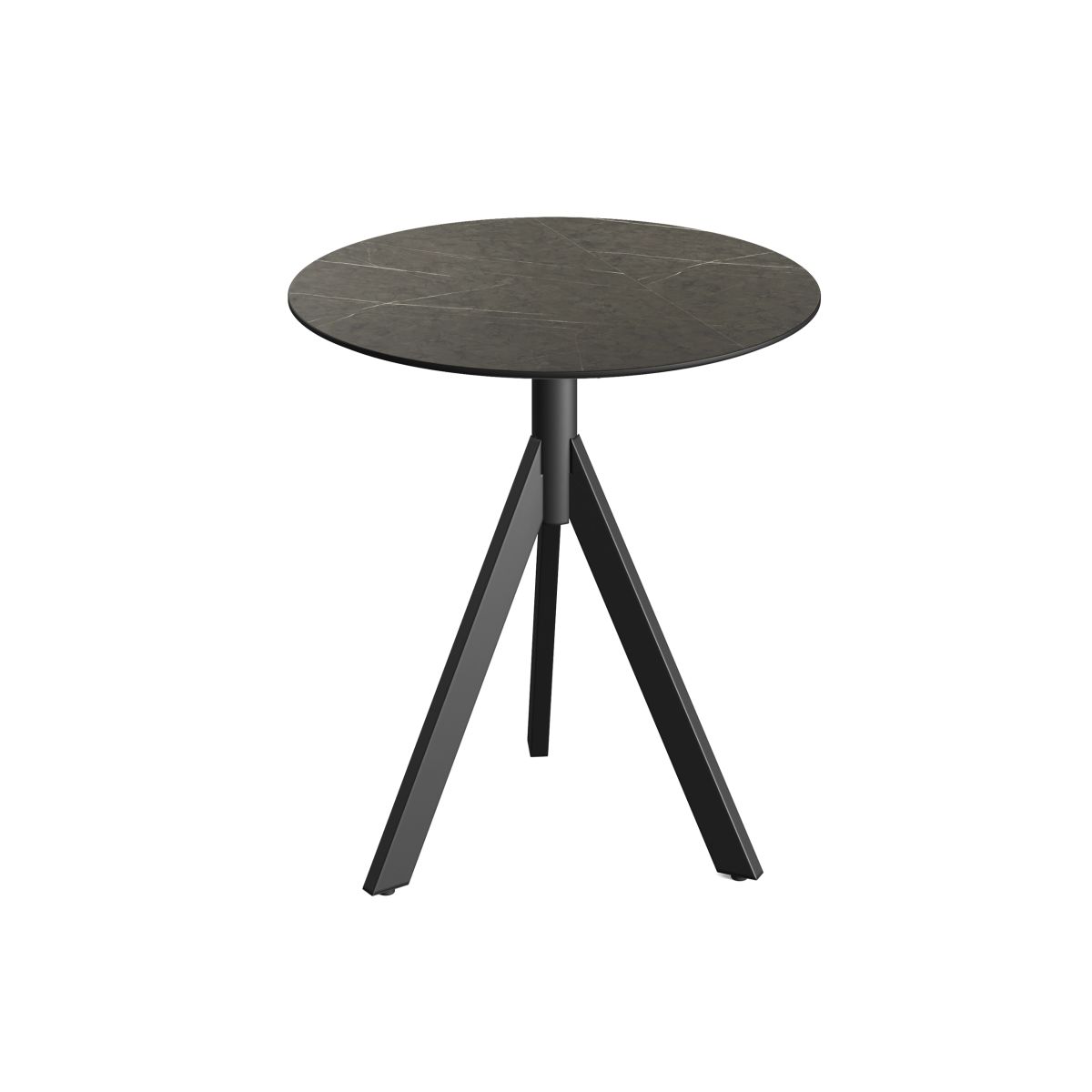 Tavolo da esterno Infinity Tripod con telaio + HPL Ø70 cm Feros; 74x70 cm (HxØ); nero/marrone; rotonda