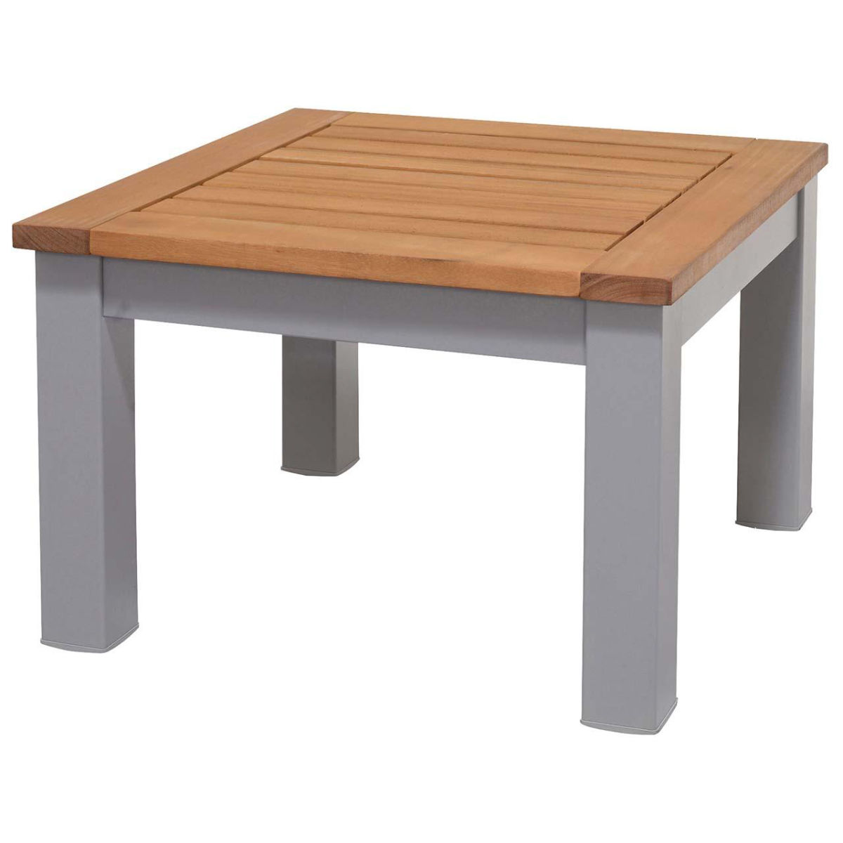 ScanCom Garten-Couchtisch 'Barcelona', 72 x 72 cm, schwarz; 46.1x46.1x32.5 cm (LxBxH); Platte braun, Gestell silber