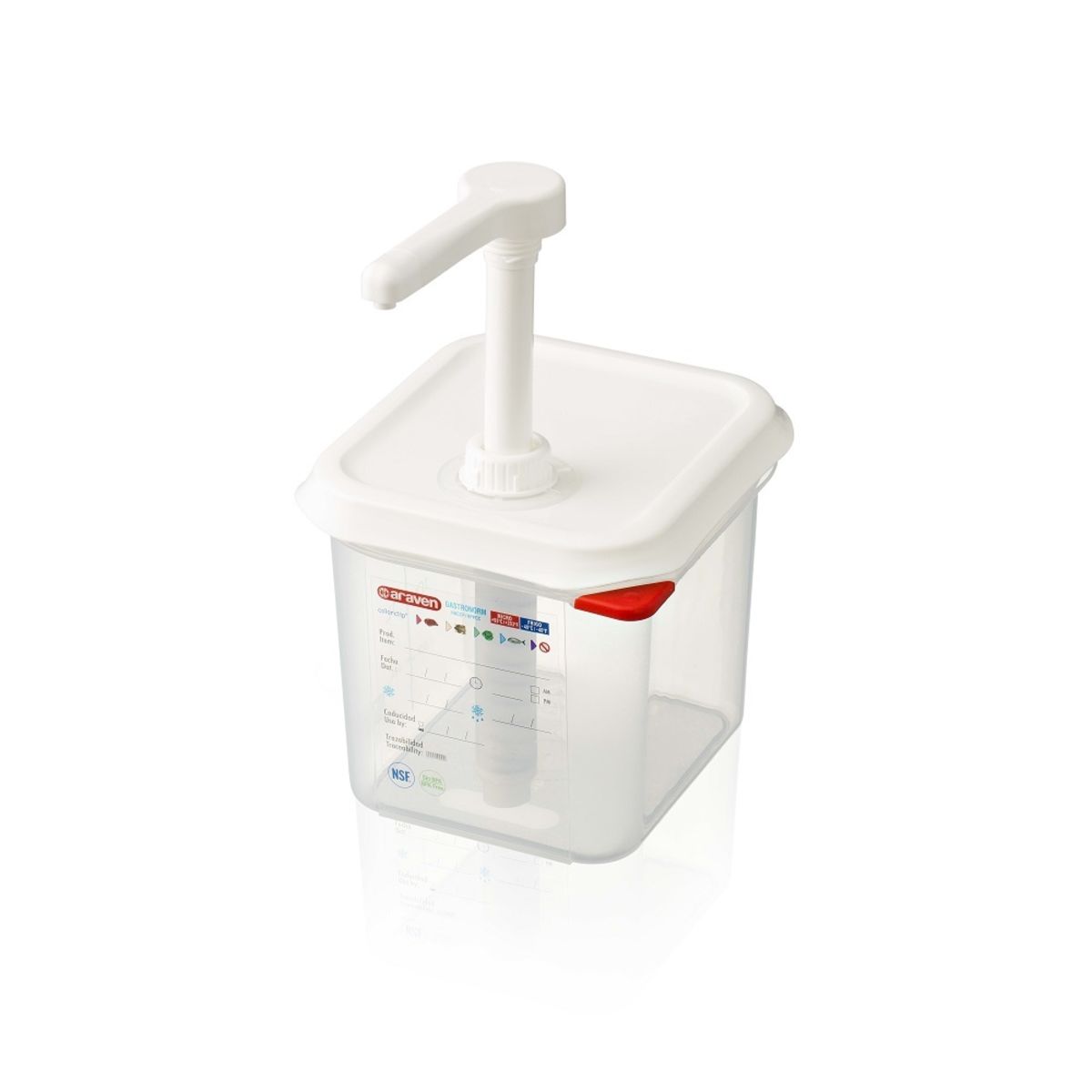 Araven Saucenspender/Pumpspender GN 1/6, Inhalt 2,6 L GN 1/6, 2.6 l, 17.6x16.2 cm (BxT); weiß