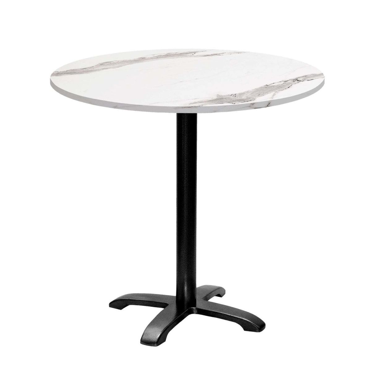 RestooTab Tisch Bazila rund - Dekor Stein 74x80 cm (HxØ); Platte weiß, Gestell schwarz; rund