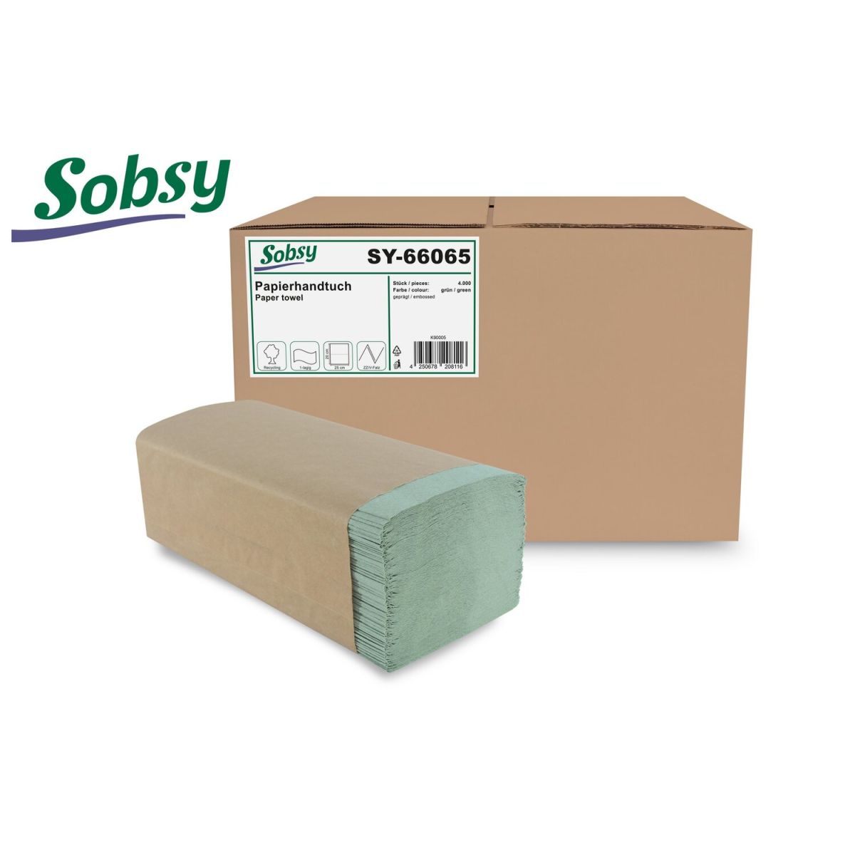 Plock Papierhandtuch, V-Falz, 1-lagig, recycling grün; 4000 Stück / Pack