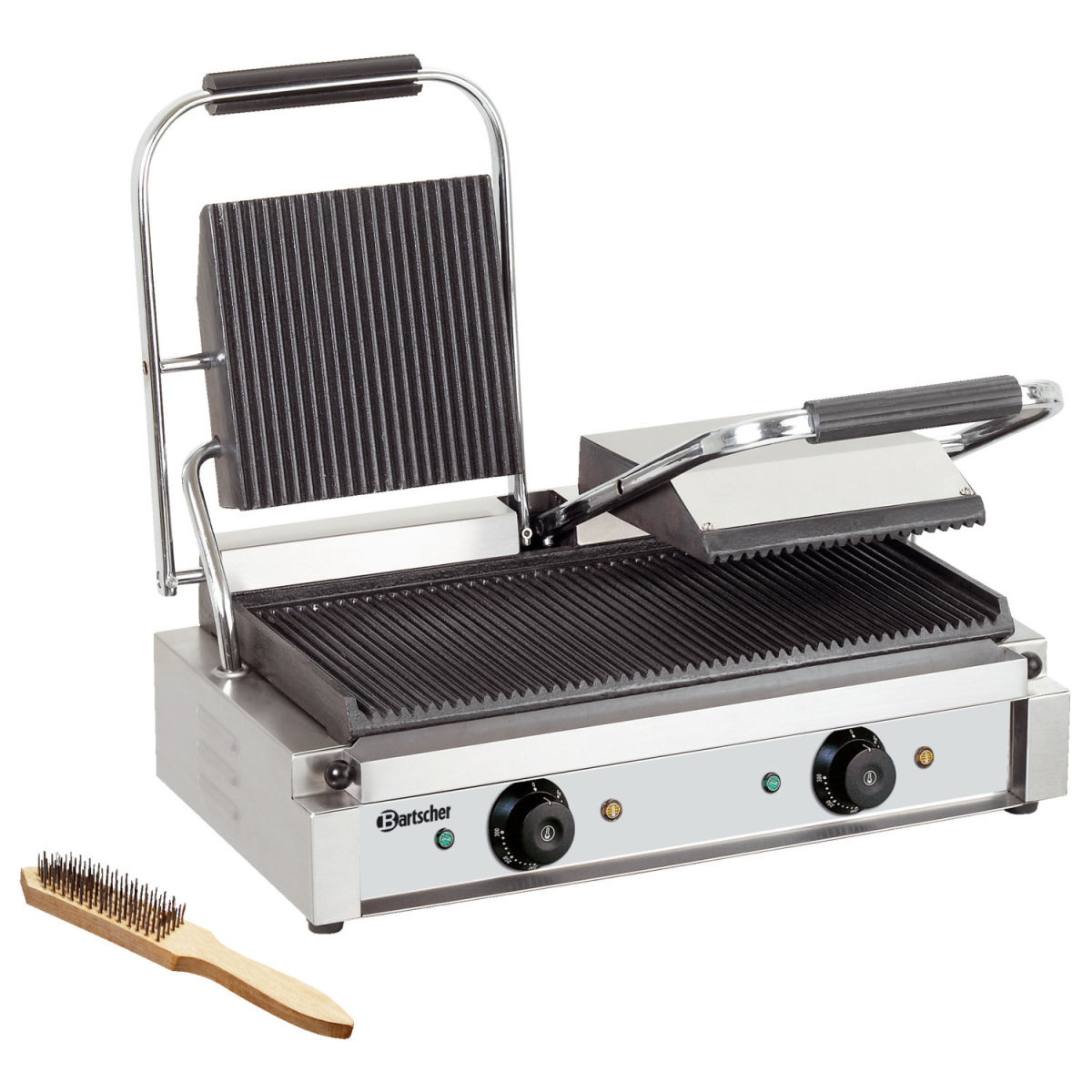 Bartscher Doppelkontaktgrill gerillt 57x37x20 cm (BxTxH); silber