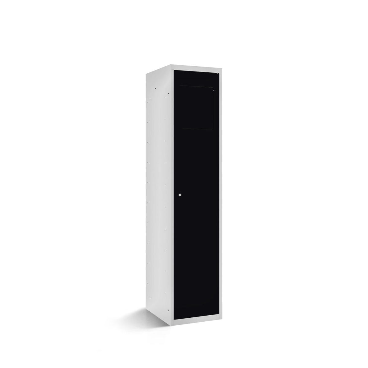 rotstahl Wäschesammelschrank mit Einwurfklappe mit lichtgrauem Korpus 40x50x180 cm (BxTxH); schwarz