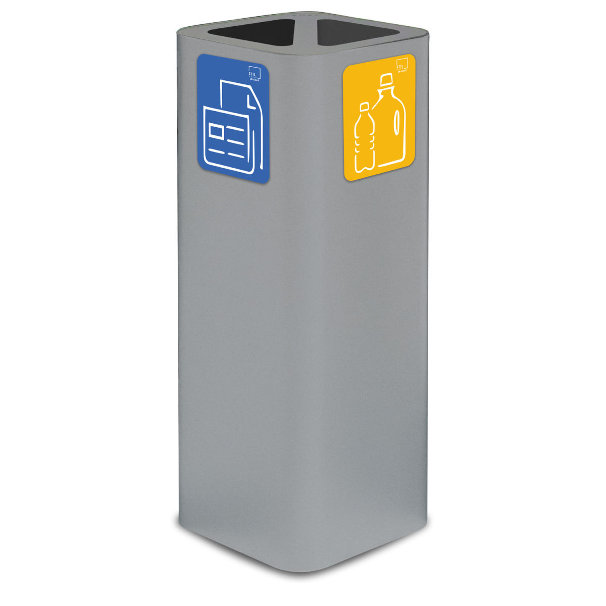 STIL CASA Stil Casa PURE Abfallsammelbehälter aus lackiertem Stahl, Deckel mit zwei Fächern, Magnetpiktogramm-Kit, Corten. 60 l, 31.2x31.2x82.5 cm (LxBxH); grau; rechteckig