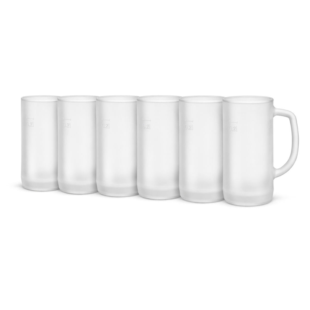 van Well Glühweinseidel Frosted 200 ml, 20.4x15.6x9.6x14.6 cm (LxBxØxH); transparent; zylinderförmig; 0.2 l Eichstrich, 6 Stück / Pack
