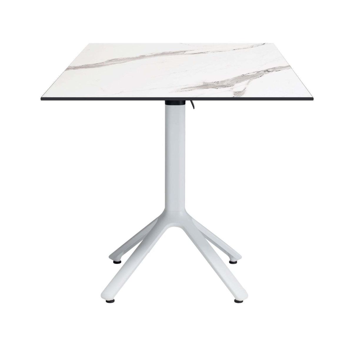 Tavolo pieghevole Nemo bianco da esterno 70x70 RestooTab; 70x70x74 cm (LxLxH); Piano tavolo bianco/grigio/marmorizzato, struttura bianco; quadrata