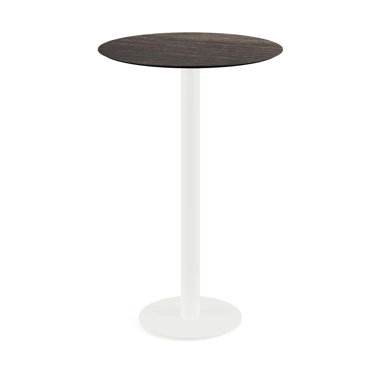 Feros Urban Stehtisch Weiß Gestell + HPL rund 109.2x70 cm (HxØ); dunkelbraun; rund