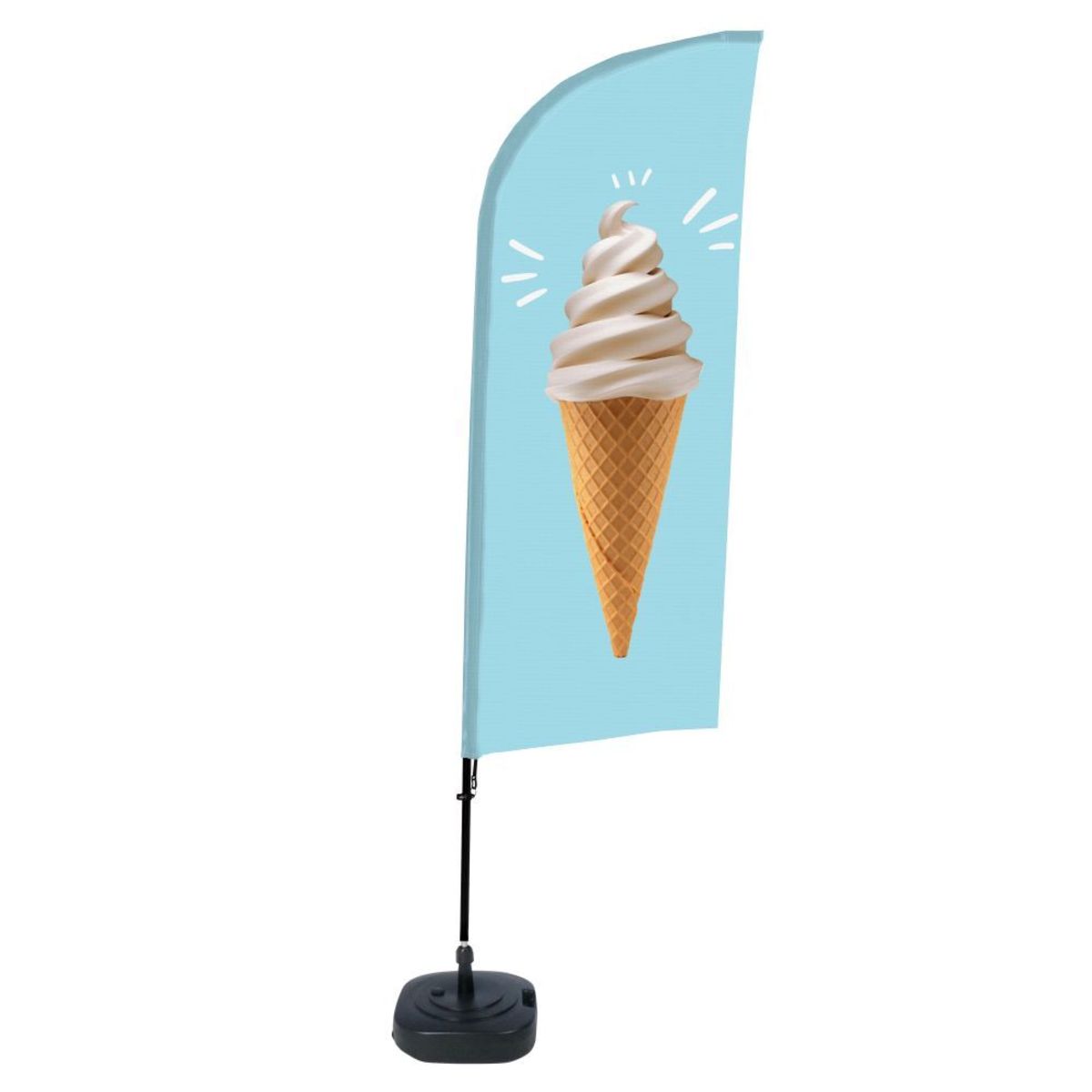 Foya Beachflag Alu Wind Komplett-Set Eis 89 cm (B); schwarz