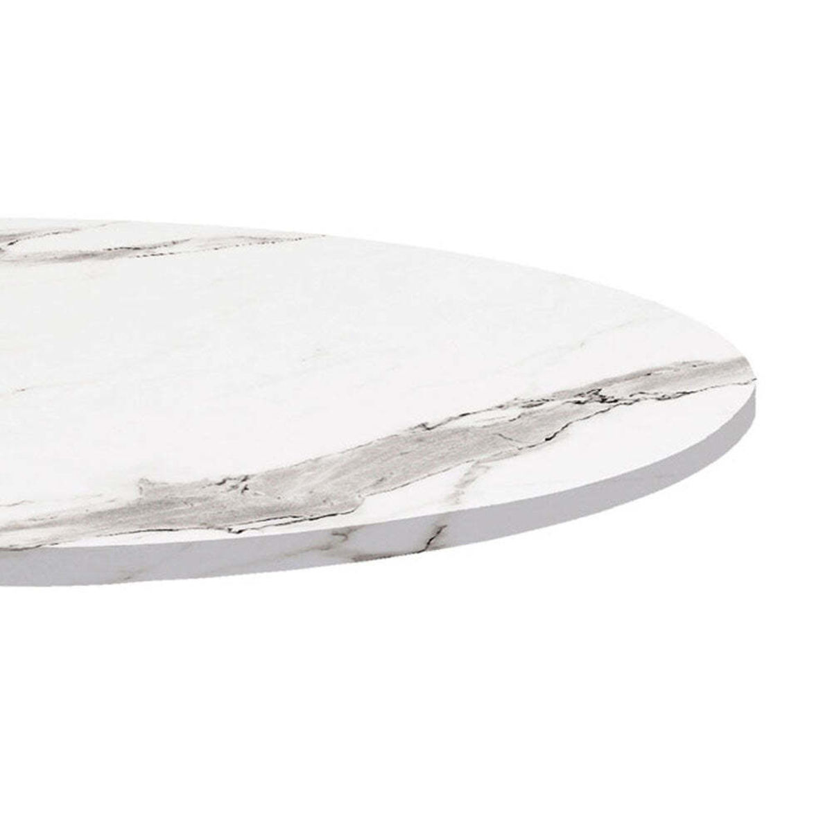 Piano tavolo rotondo, decoro in marmo RestooTab; 70x70 cm (LxL); bianco/grigio/marmorizzato; rotonda