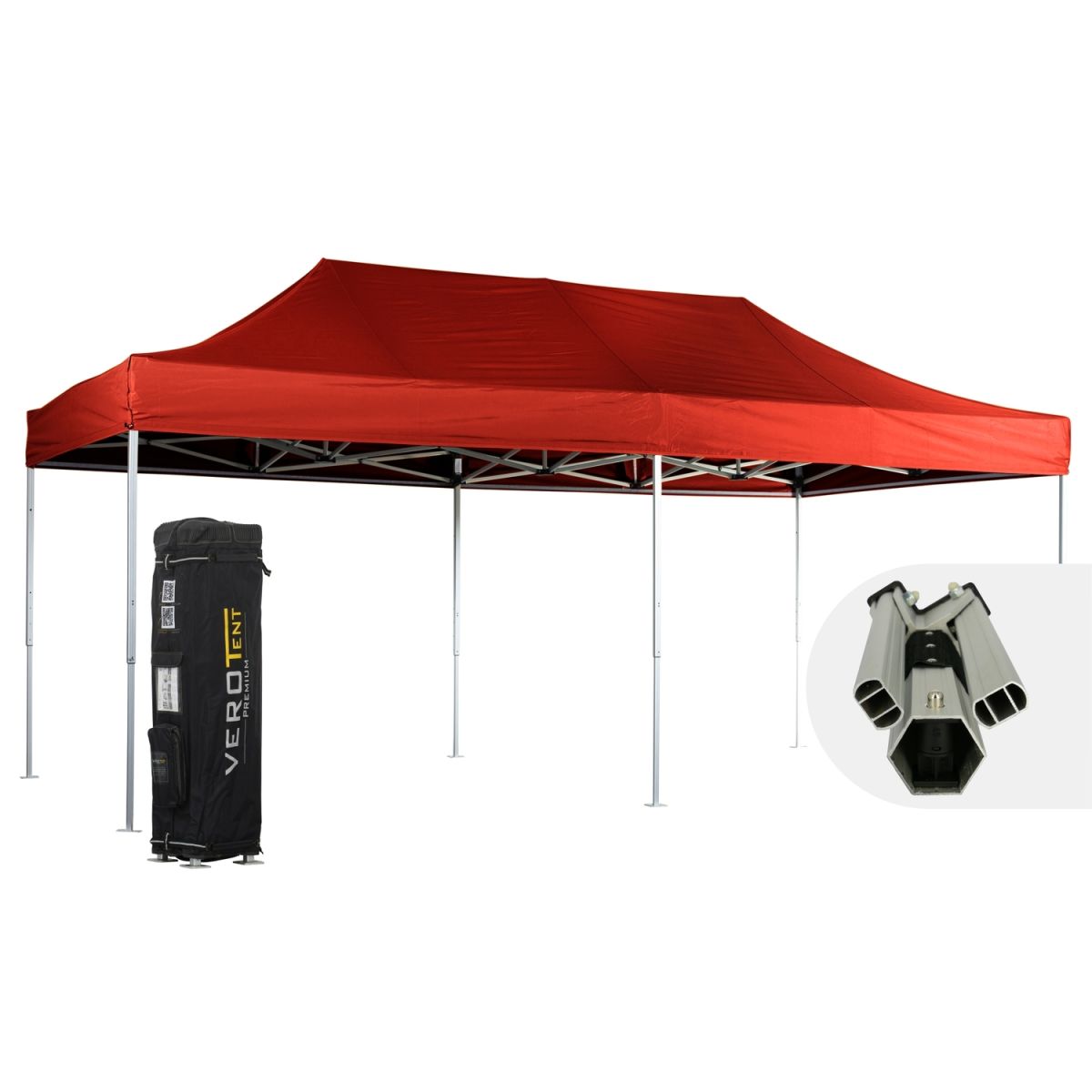VeroTENT VeroTENT Faltpavillon 4x8m Luxea mit Dach 400x800x400 cm (LxBxH); rot