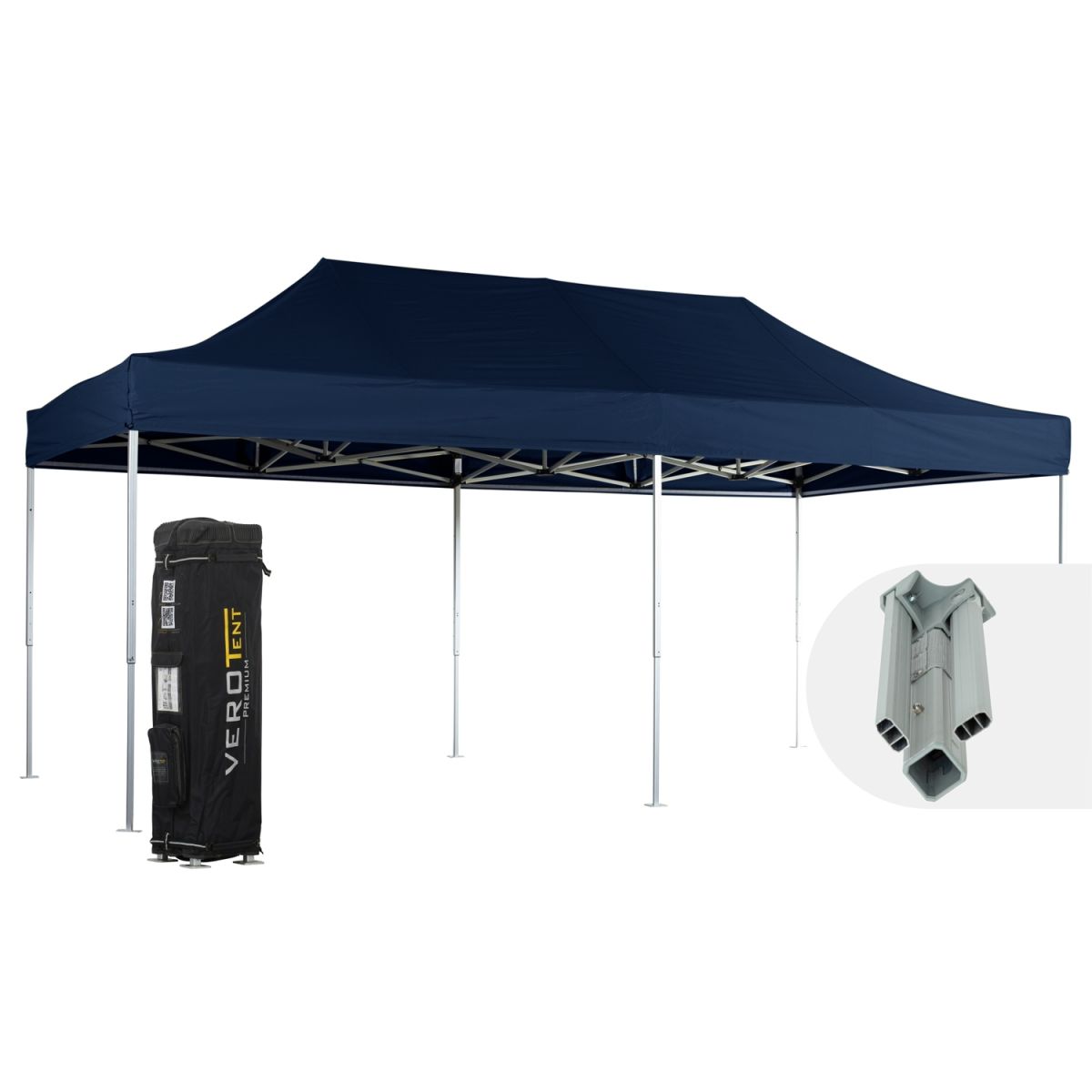 VeroTENT VeroTENT Faltpavillon 4x8m Classic mit Dach 400x800x400 cm (LxBxH); navy