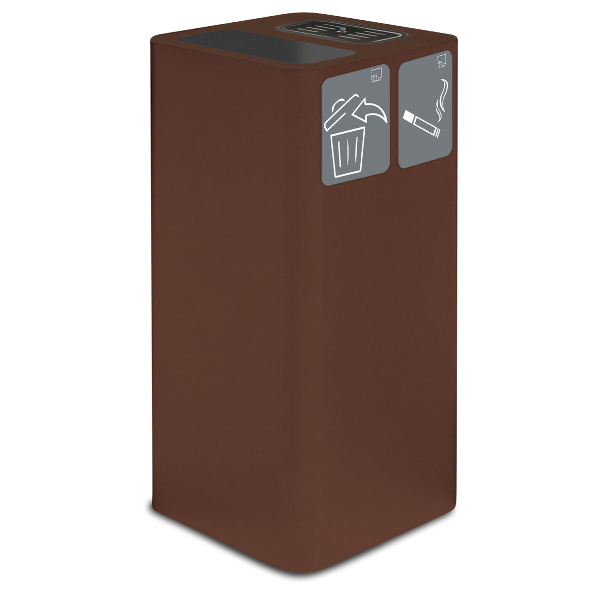 STIL CASA Stil Casa PURE Abfallsammelbehälter mit Aschenbecher, lackierter Stahl, 38x38xh. 80 cm, zwei magnetische Piktogramme inklusive, 100 Liter, Corten. 100 l, 38.3x38.3x82.5 cm (LxBxH); rostbraun; rechteckig