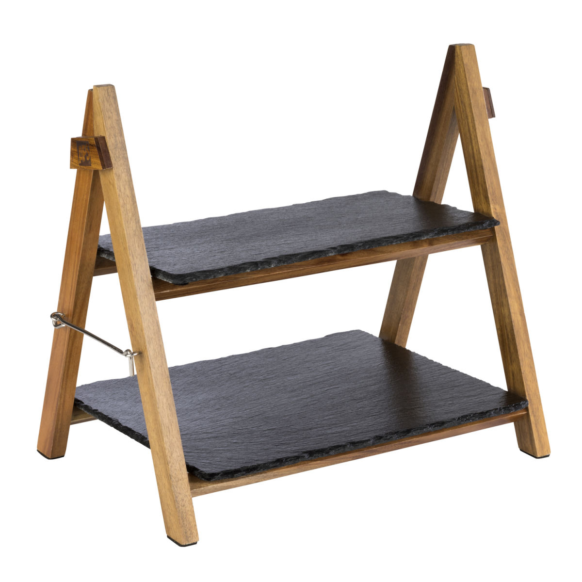 APS Serviergestell, Naturschiefer/Akazienholz; 36.5x26.5x34 cm (LxBxH); schwarz/braun; rechteckig