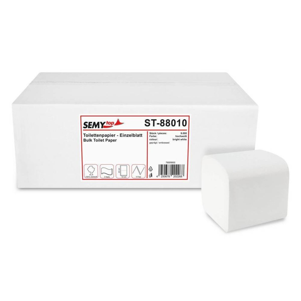 Plock Toilettenpapier Einzelblatt, 10x22 cm, 2-lagig; weiß; 9000 Stück / Pack