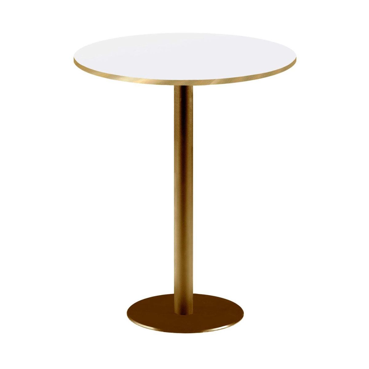 RestooTab Stehtisch Rome rund Gestell goldmetallic - Kanten messingfarben 113x60 cm (HxØ); Platte weiß/messing, Gestell messing; rund