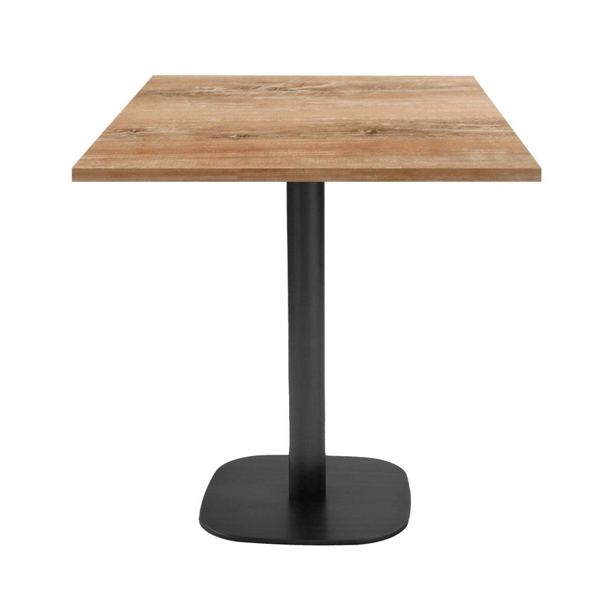RestooTab Tisch Round quadratisch - Dekor Stein & Holz 70x70x75 cm (LxBxH); Platte eiche antik, Gestell schwarz; quadratisch