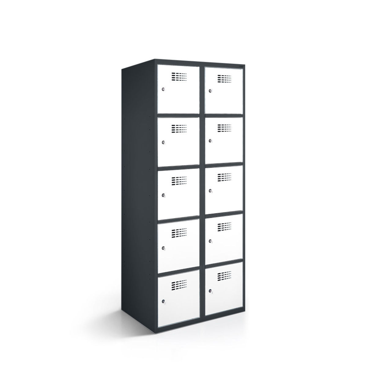 rotstahl Fächerschrank 10 Fächer mit anthrazitgrauem Korpus 60x50x180 cm (BxTxH); weiß