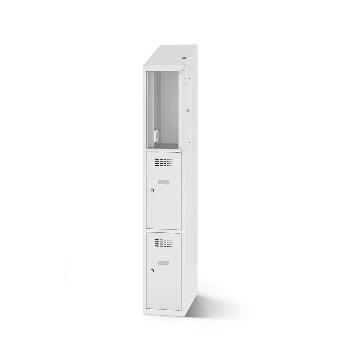 rotstahl Fächerschrank mit Ladefunktion 3 Fächer mit lichtgrauem Korpus 40x200 cm (BxH); hellgrau