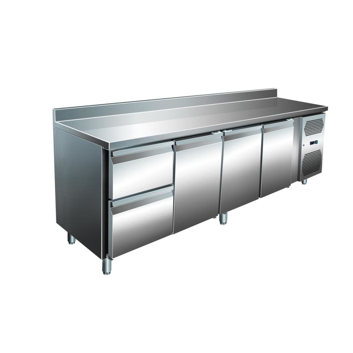 A&S Polarny VIP Kühltisch mit 1x 2 Schubladen und 3 Türen -2 bis +8°C 2.230x700x960 mm 223x96x70 cm (BxHxT); edelstahl