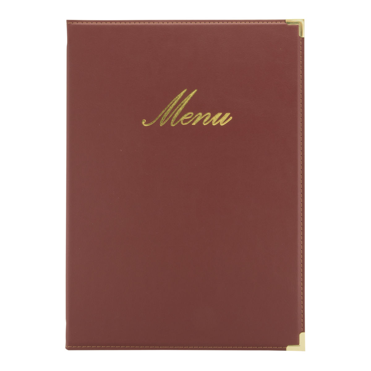 Copertina Menu A4 Classic - Marrone - Similpelle - 4 facciate Securit; 24.5x34 cm (LxH); rosso