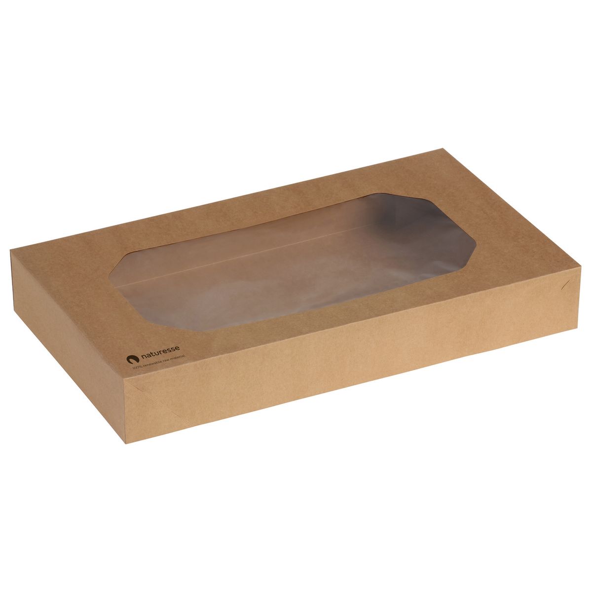 naturesse Transport Box Kraft - m. PLA Sichtfenster 56x3.2x8 cm (LxBxH); braun; 50 Stück / Pack