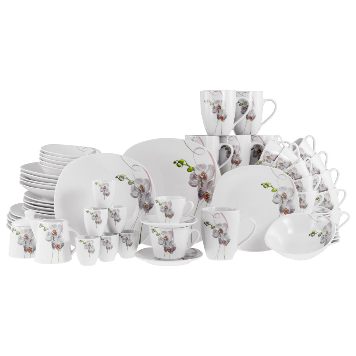 CreaTable Square Orchidee - Kombiservice 62-tlg weiß