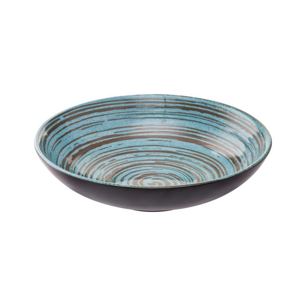 APS Schale -CANCUN- , Ø 31 cm, H: 8 cm , Melamin , innen: Dekor, türkis / braun , außen: braun , 2 Liter ,; 2000 ml, 31x31x8 cm (LxBxH); türkis/braun; rund