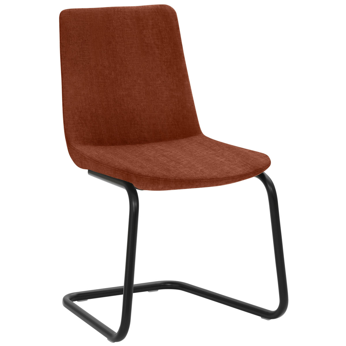 Mayer Sitzmöbel Freischwinger Stuhl Samt Stoff 53x54x87 cm (BxTxH); Sitz rostbraun, Gestell schwarz