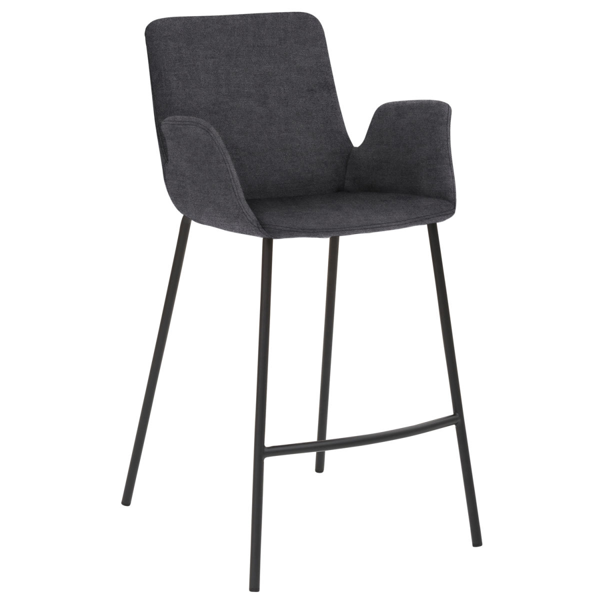 Mayer Sitzmöbel Tresenhocker mit Armlehnen, Vierfuß-Gestell, Samtbezug Gestell schwarz 53x49x95 cm (BxTxH); Sitz anthrazit, Gestell schwarz