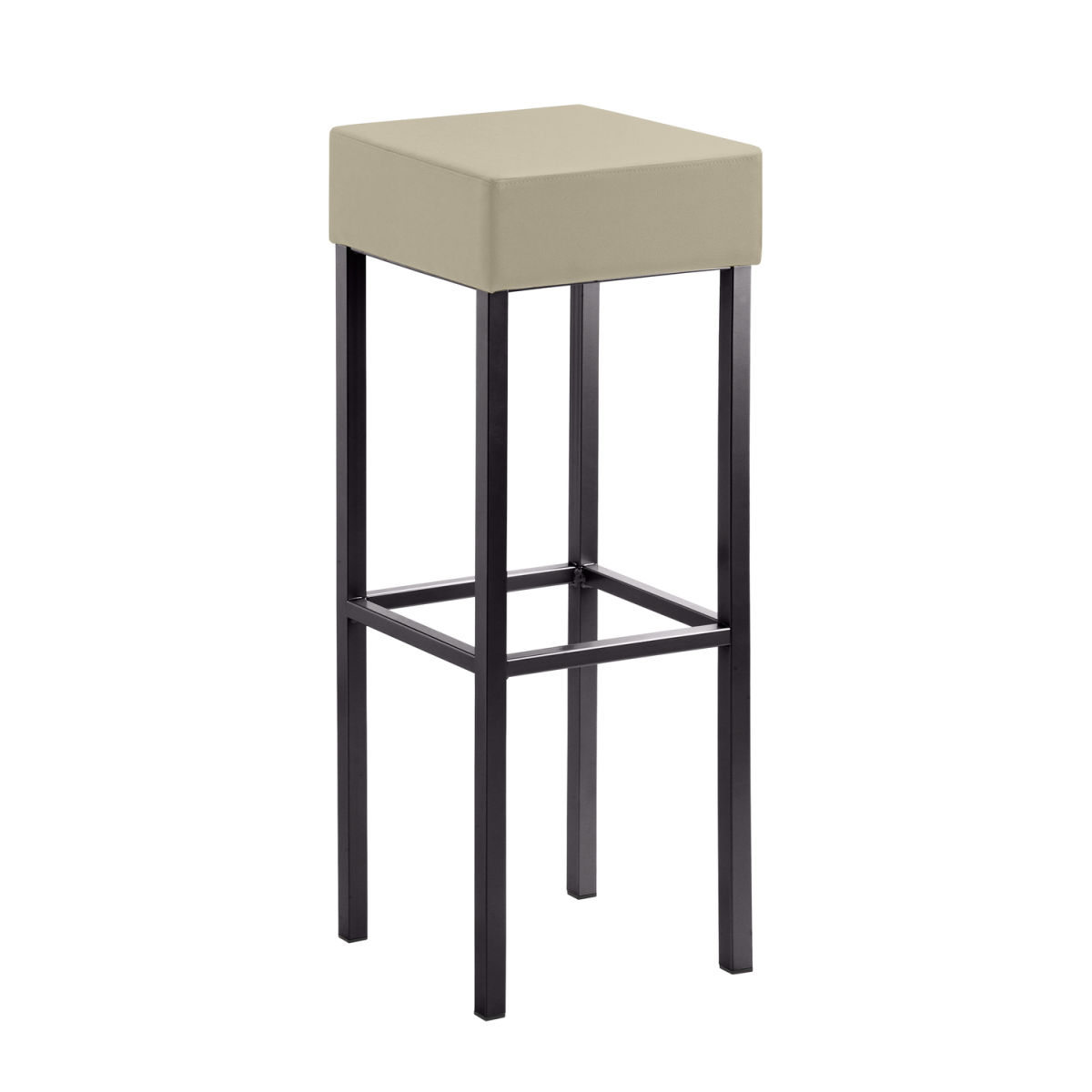 Mayer Sitzmöbel Extra-hoher Barhocker 89 cm, Vierfuß, Mikrofaser in Lederoptik 34x34x92 cm (BxTxH); Sitz taupe, Gestell schwarz