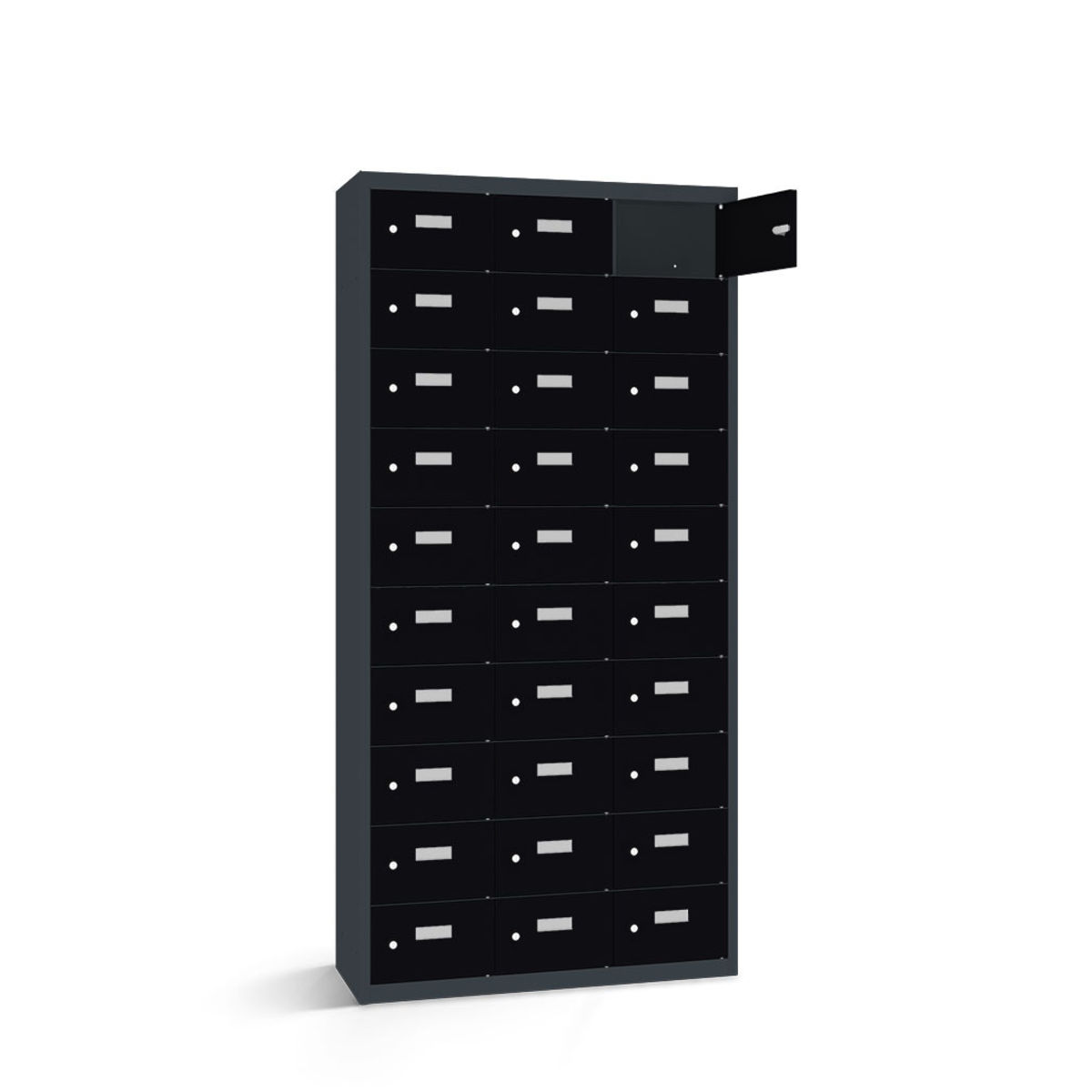 rotstahl Wertfachschrank 30 Fächer mit anthrazitgrauem Korpus 87.5x30x180 cm (BxTxH); schwarz