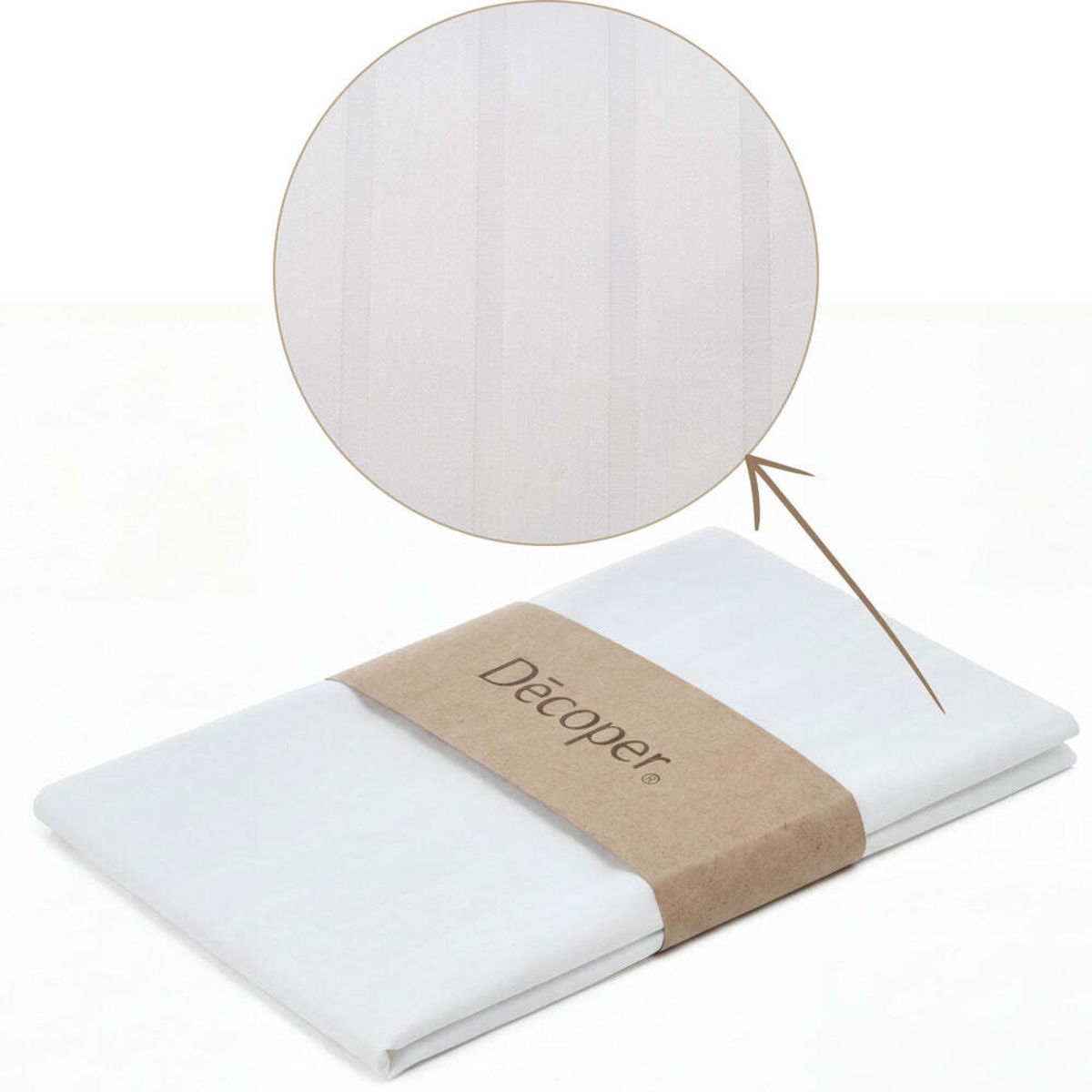 Decoper Streifsatin Bettwäsche Set; 135x200 cm (BxL), 40x80 cm (LxB); weiß