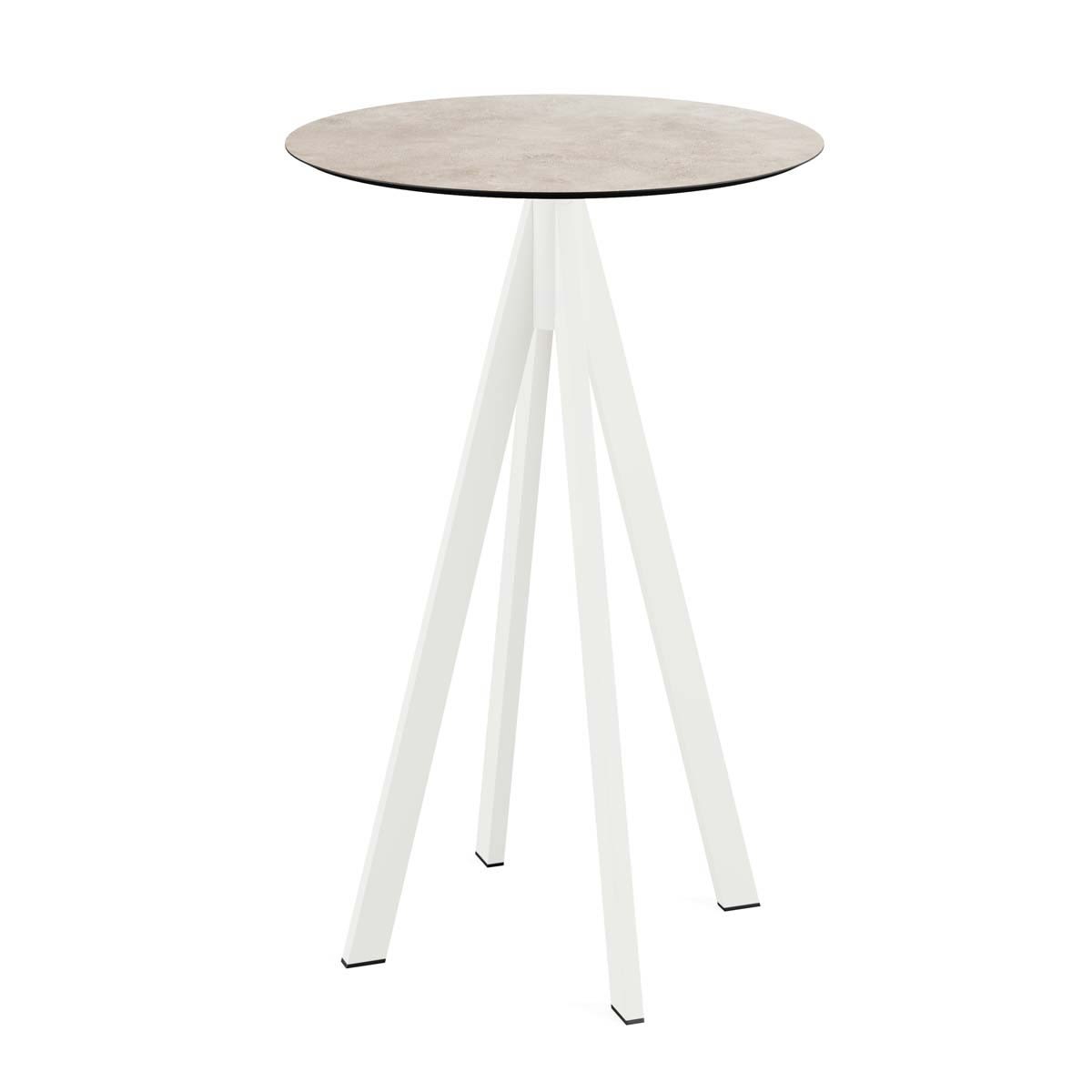 Feros Stehtisch Infinity Weiß Gestell + HPL rund 109.2x70 cm (HxØ); sand; rund