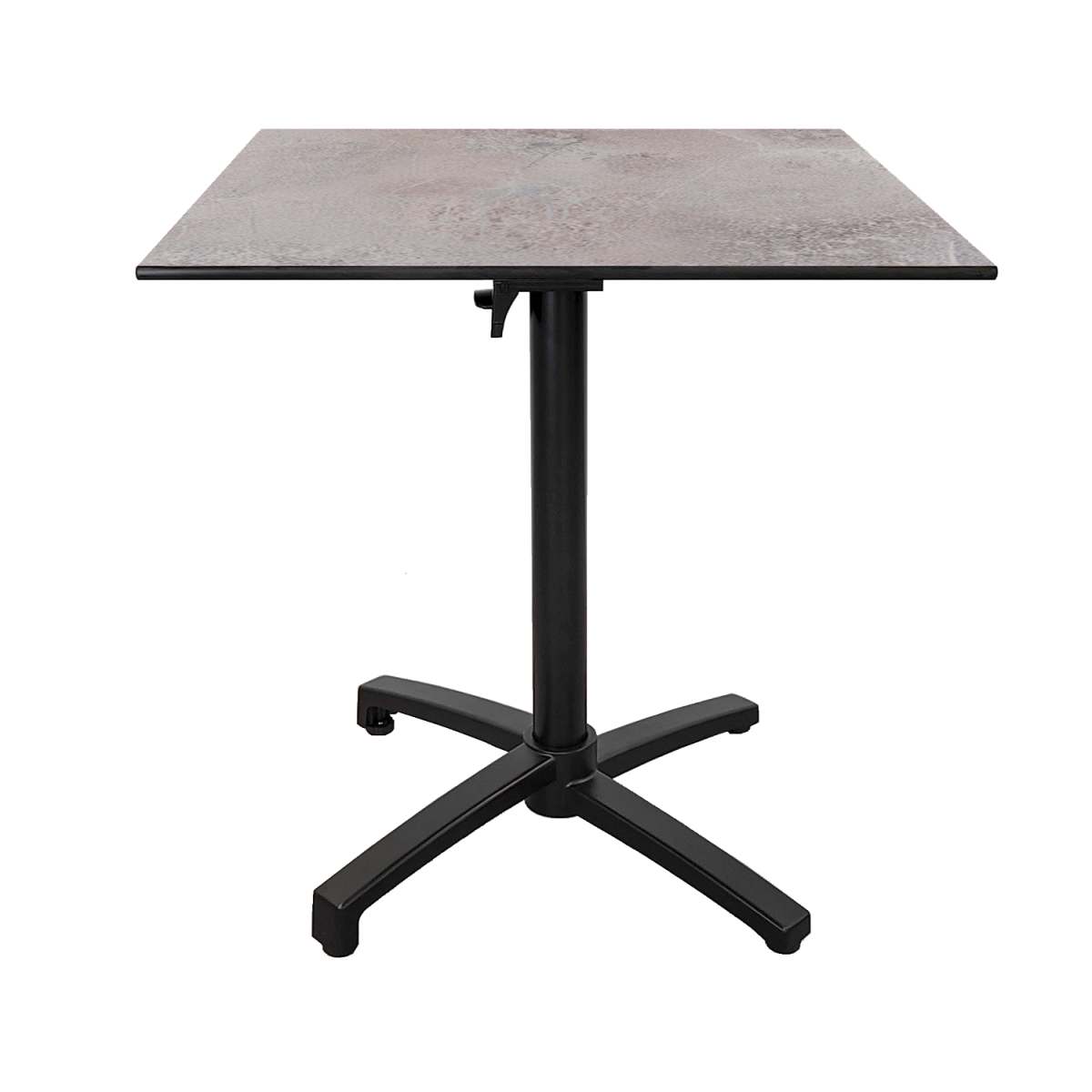 RestooTab Outdoor Klapptisch Diabolo 70x70x73 cm (LxBxH); Platte hellgrau, Gestell schwarz; quadratisch