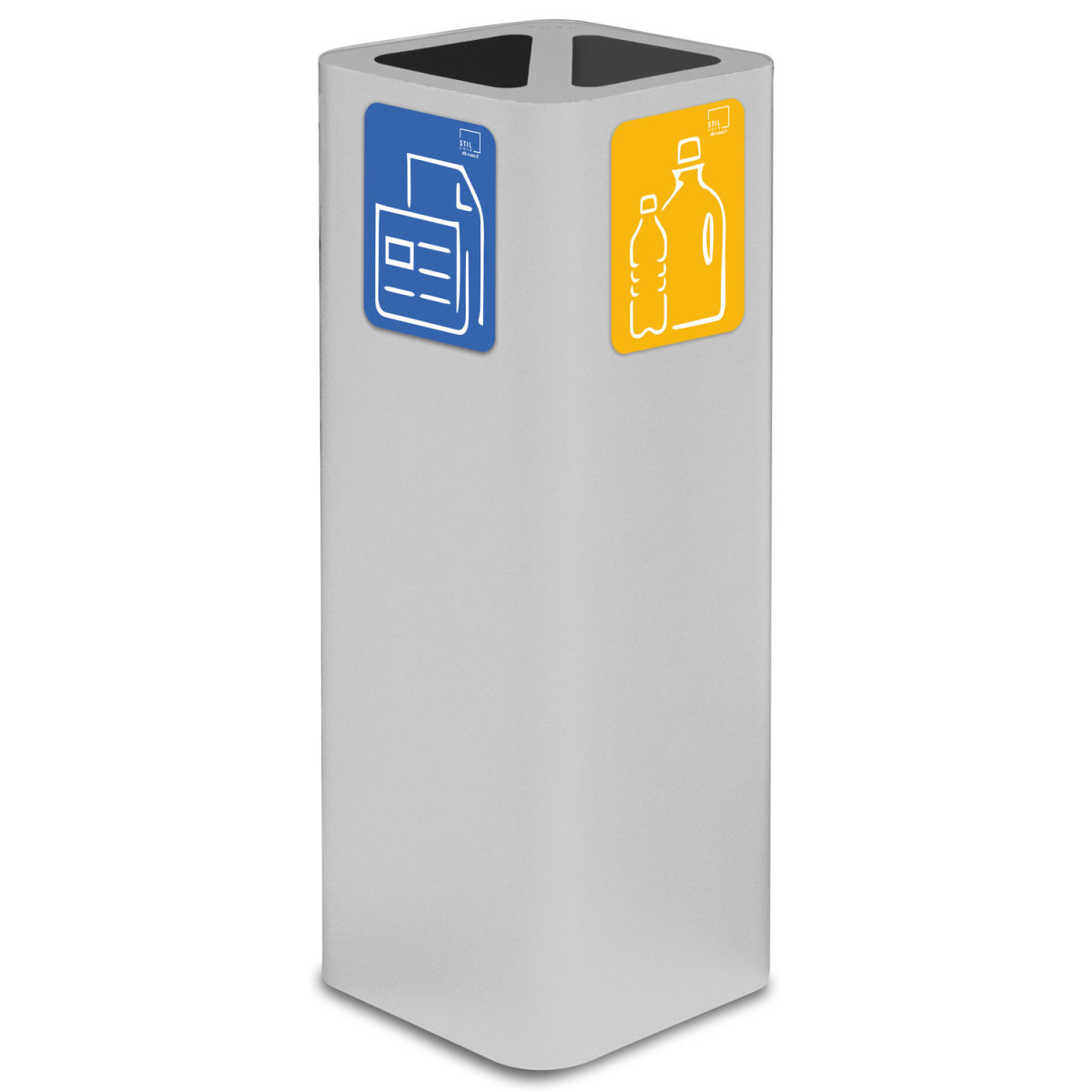 STIL CASA Stil Casa PURE Abfallsammelbehälter aus lackiertem Stahl, Deckel mit zwei Fächern, Magnetpiktogramm-Kit, Corten. 60 l, 31.2x31.2x82.5 cm (LxBxH); weiß; rechteckig