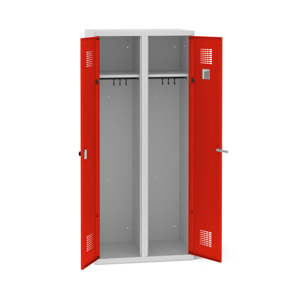rotstahl Doppelspind mit lichtgrauem Korpus 60x50x180 cm (BxTxH); rot