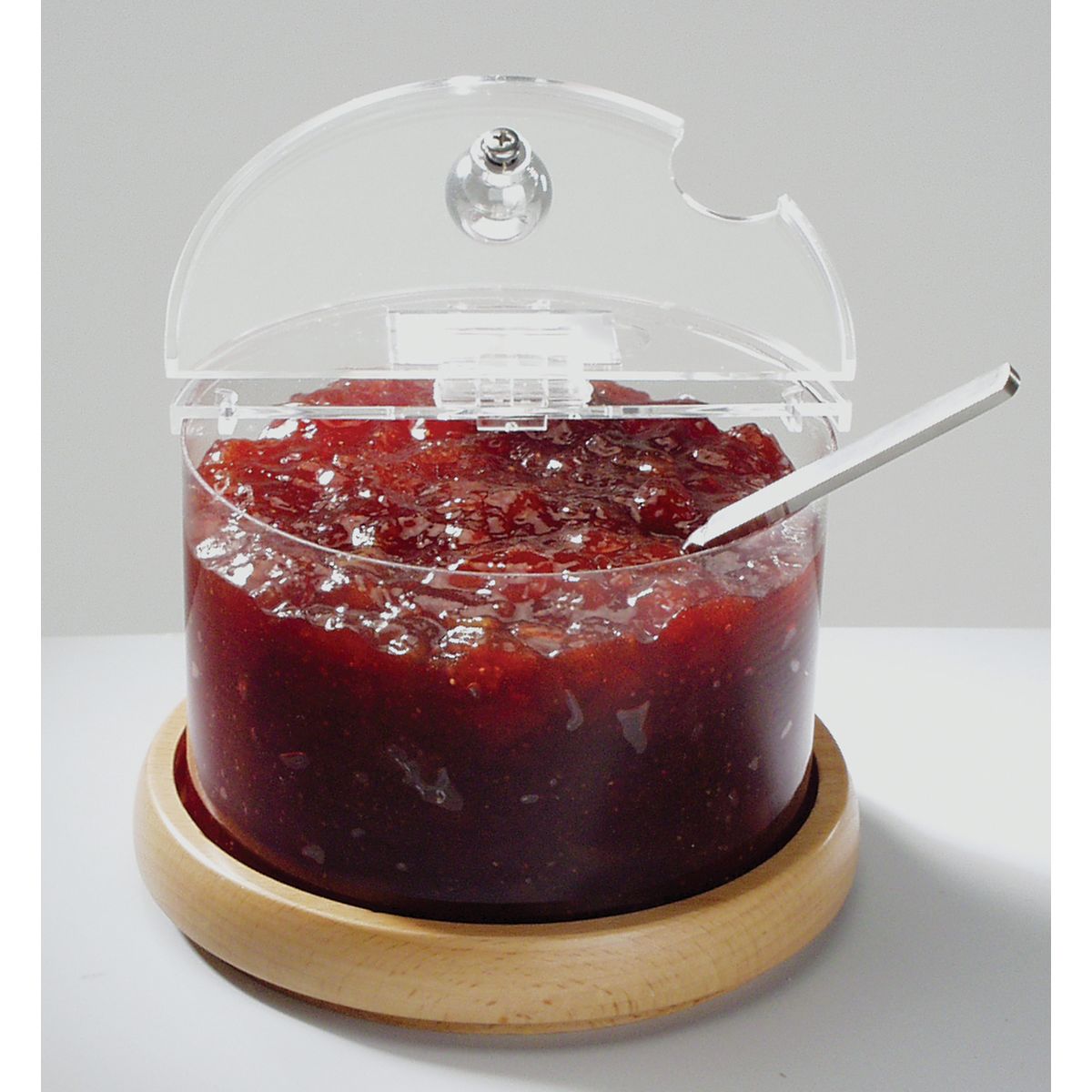 APS Kühlschale Mini Holz TOP FRESH, inkl. Kühlakku 1000 ml, 14x14x14x11.5 cm (LxBxØxH); transparent/braun; rund