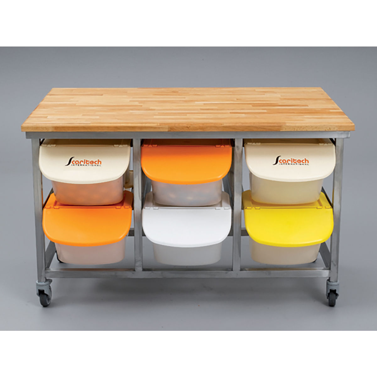 Scaritech Arbeitsstation mit Holzplatte (1000x700x920); 90x7x70 cm (BxHxT); grau/blau