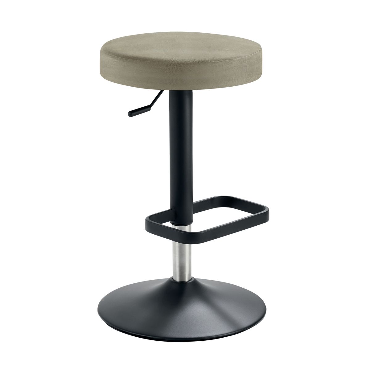 Mayer Sitzmöbel Barhocker Tresenhocker Tellersitz, höhenverstellbar, Mikrofaser in Lederoptik 44x44x55 cm (BxTxH); Sitz taupe, Gestell schwarz
